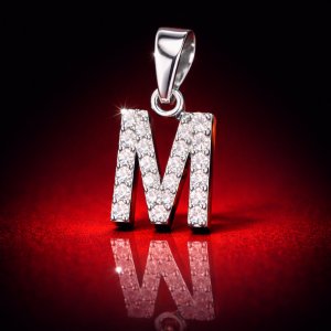 Подвеска серебряная буква "M" арт.30300M-SRIBLODAR Подвеска серебряная буква "M" арт.30300M ФОТО - SRIBLODAR