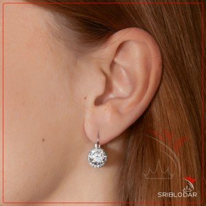 Серьги серебряные "Роза"-SRIBLODAR TM Серьги серебряные "Роза" ФОТО-SRIBLODAR TM